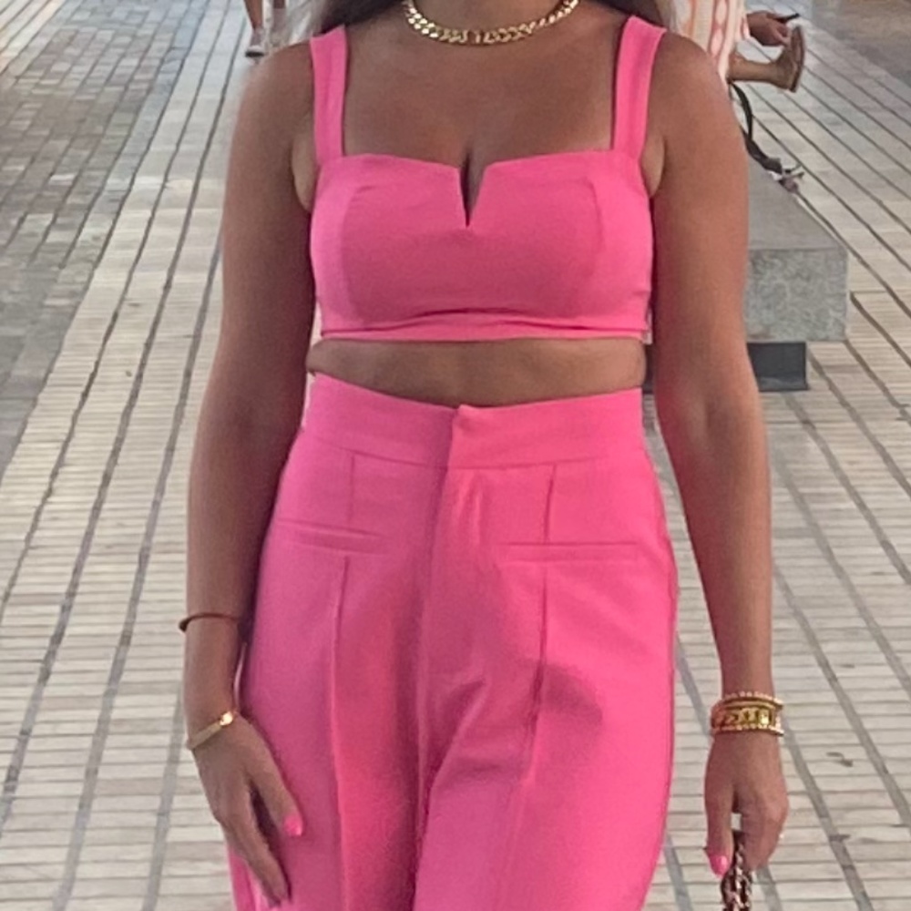Two piece hot pink outfit